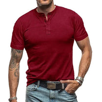 Men&#39;s Henley Neck Summer T-Shirt Short Sleeve Breathable Relaxed Fit