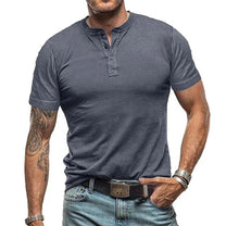 Men&#39;s Henley Neck Summer T-Shirt Short Sleeve Breathable Relaxed Fit