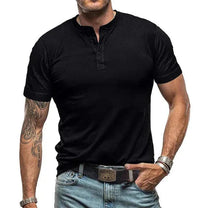 Men&#39;s Henley Neck Summer T-Shirt Short Sleeve Breathable Relaxed Fit