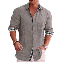 Men&#39;s Herringbone Button-Down Shirt With Classic Collar