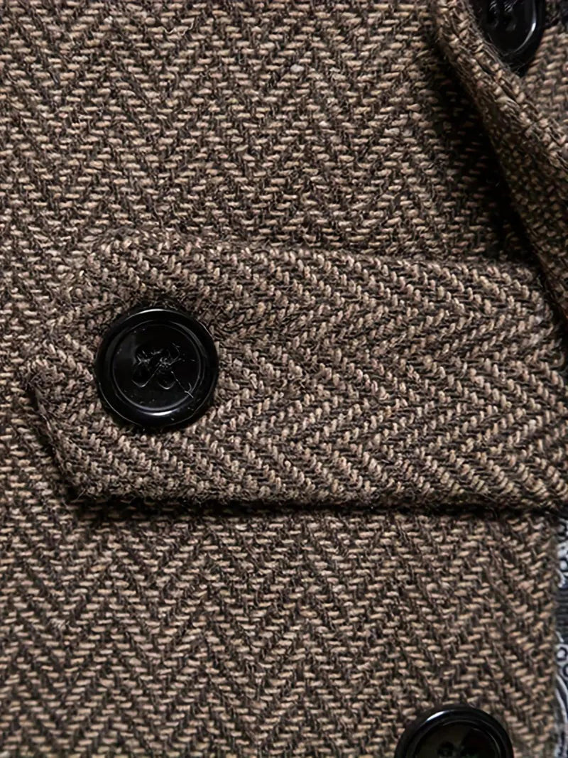 Men&#39;s Herringbone Single-Breasted Blazer