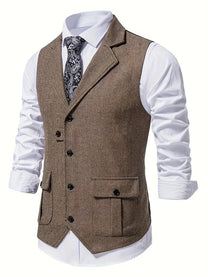 Men&#39;s Herringbone Single-Breasted Blazer