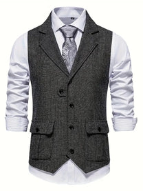 Men&#39;s Herringbone Single-Breasted Blazer