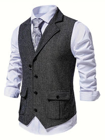 Men&#39;s Herringbone Single-Breasted Blazer