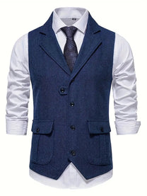 Men&#39;s Herringbone Single-Breasted Blazer
