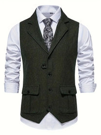 Men&#39;s Herringbone Single-Breasted Blazer