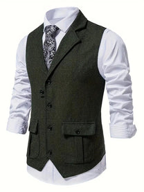 Men&#39;s Herringbone Single-Breasted Blazer