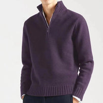 Men&#39;s High Collar Quarter-Zip Knit Sweater