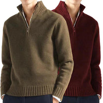 Men&#39;s High Collar Quarter-Zip Knit Sweater