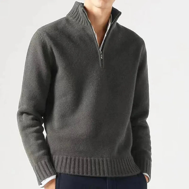 Men&#39;s High Collar Quarter-Zip Knit Sweater
