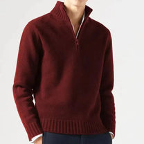 Men&#39;s High Collar Quarter-Zip Knit Sweater