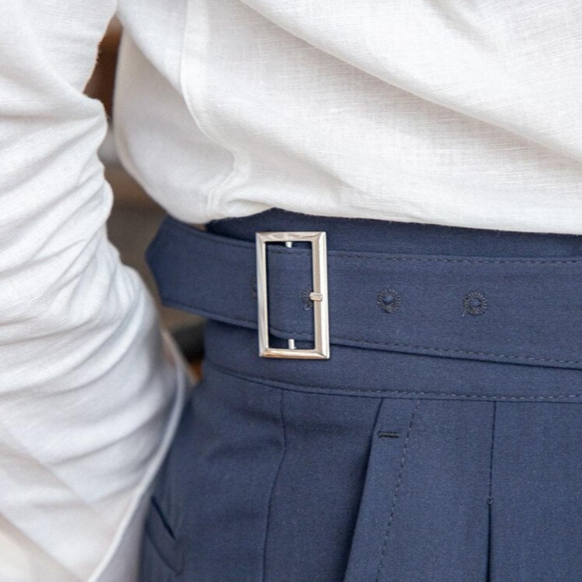 Men&#39;s High-Waisted Pleated Wool Blend Trousers
