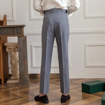 Men&#39;s High-Waisted Pleated Wool Blend Trousers