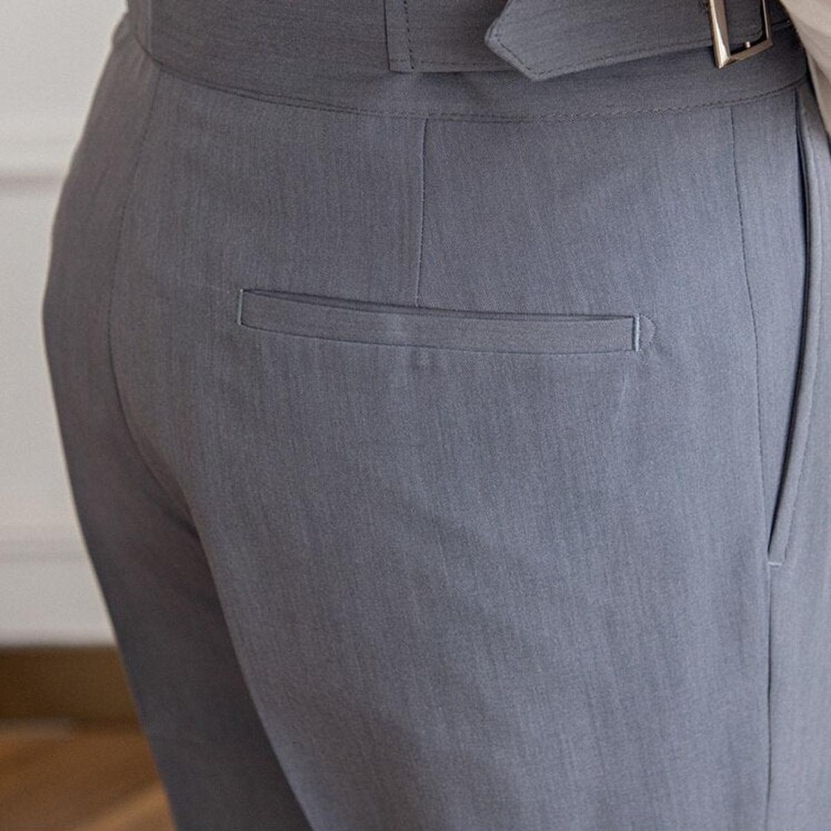 Men&#39;s High-Waisted Pleated Wool Blend Trousers