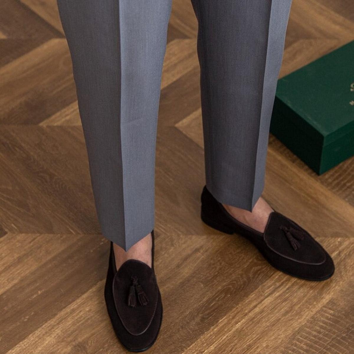Men&#39;s High-Waisted Pleated Wool Blend Trousers