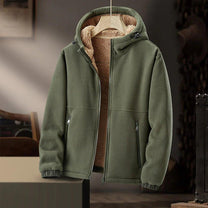 Men&#39;s Hooded Fleece Jacket With Sherpa Lining