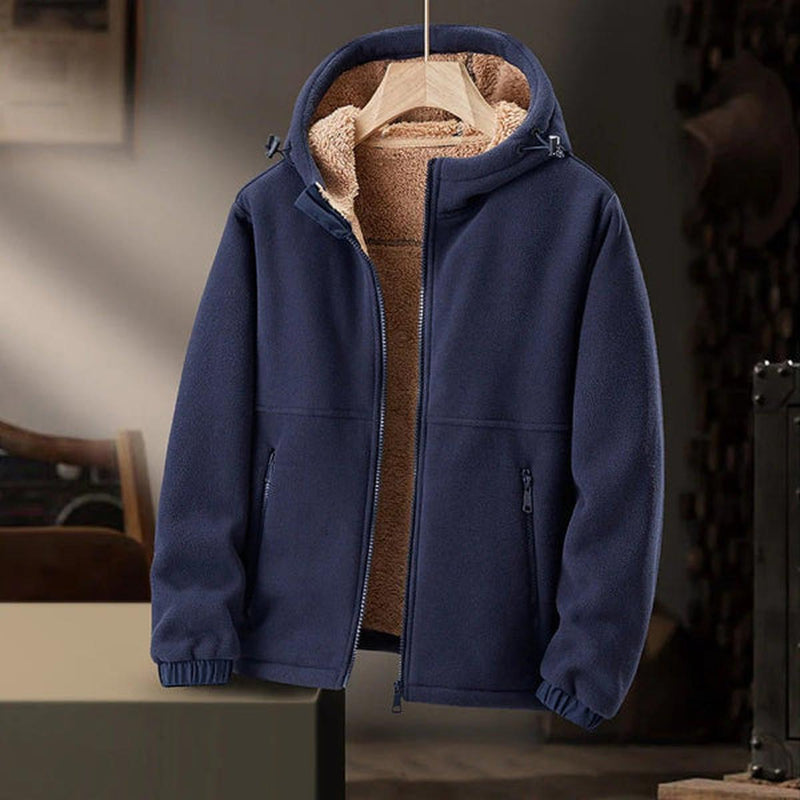 Men&#39;s Hooded Fleece Jacket With Sherpa Lining