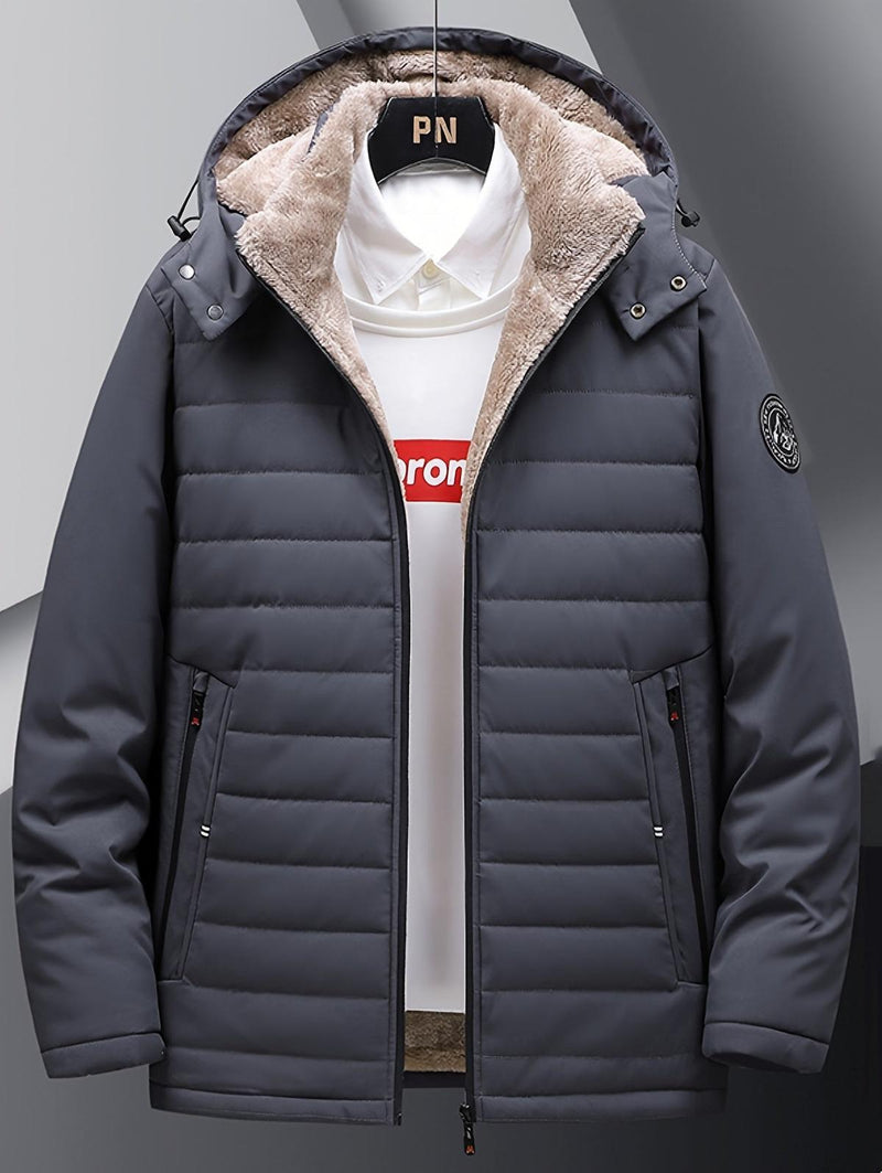 Men&#39;s Hooded Fleece Jacket With Zipper And Pockets