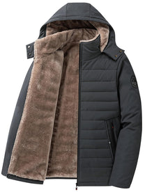 Men&#39;s Hooded Fleece Jacket With Zipper And Pockets