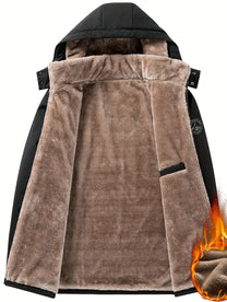 Men&#39;s Hooded Fleece Jacket With Zipper And Pockets