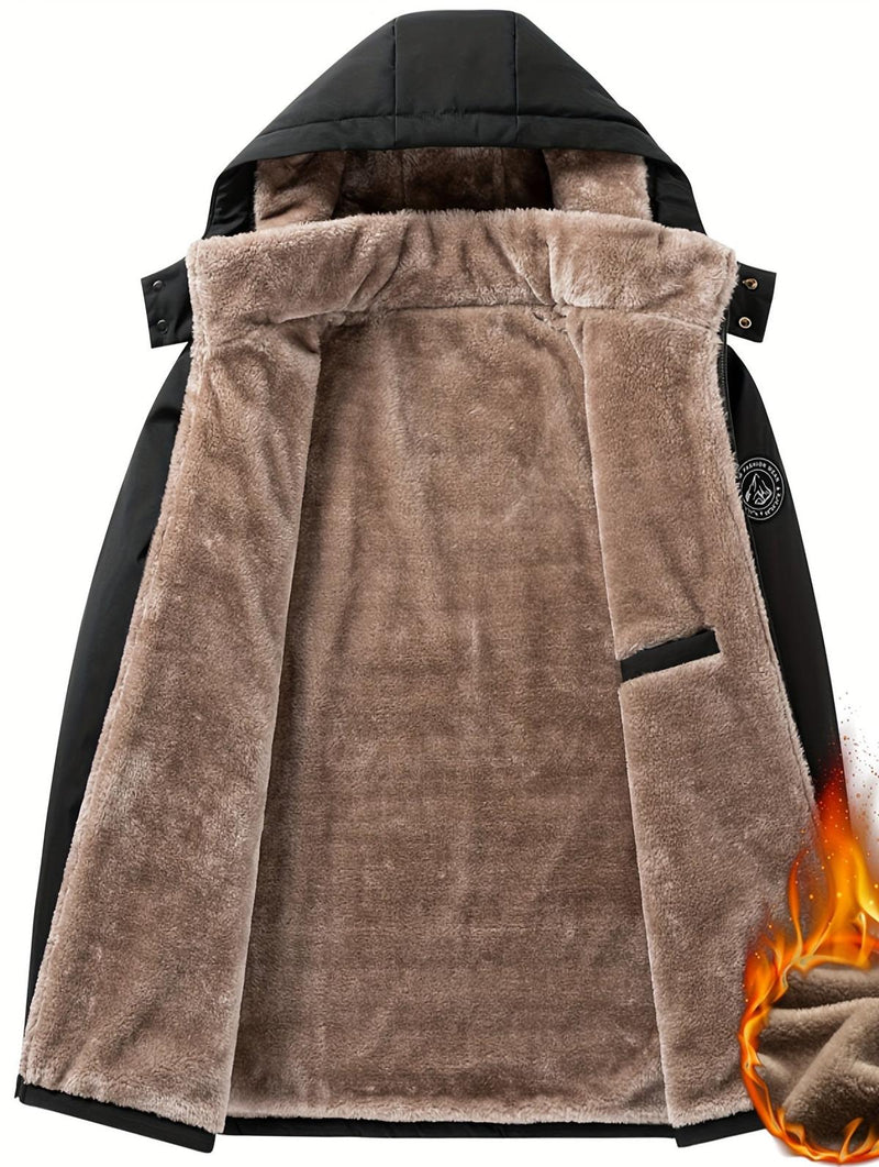 Men&#39;s Hooded Fleece Jacket With Zipper And Pockets