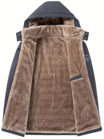 Men&#39;s Hooded Fleece Jacket With Zipper And Pockets