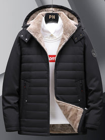 Men&#39;s Hooded Fleece Jacket With Zipper And Pockets