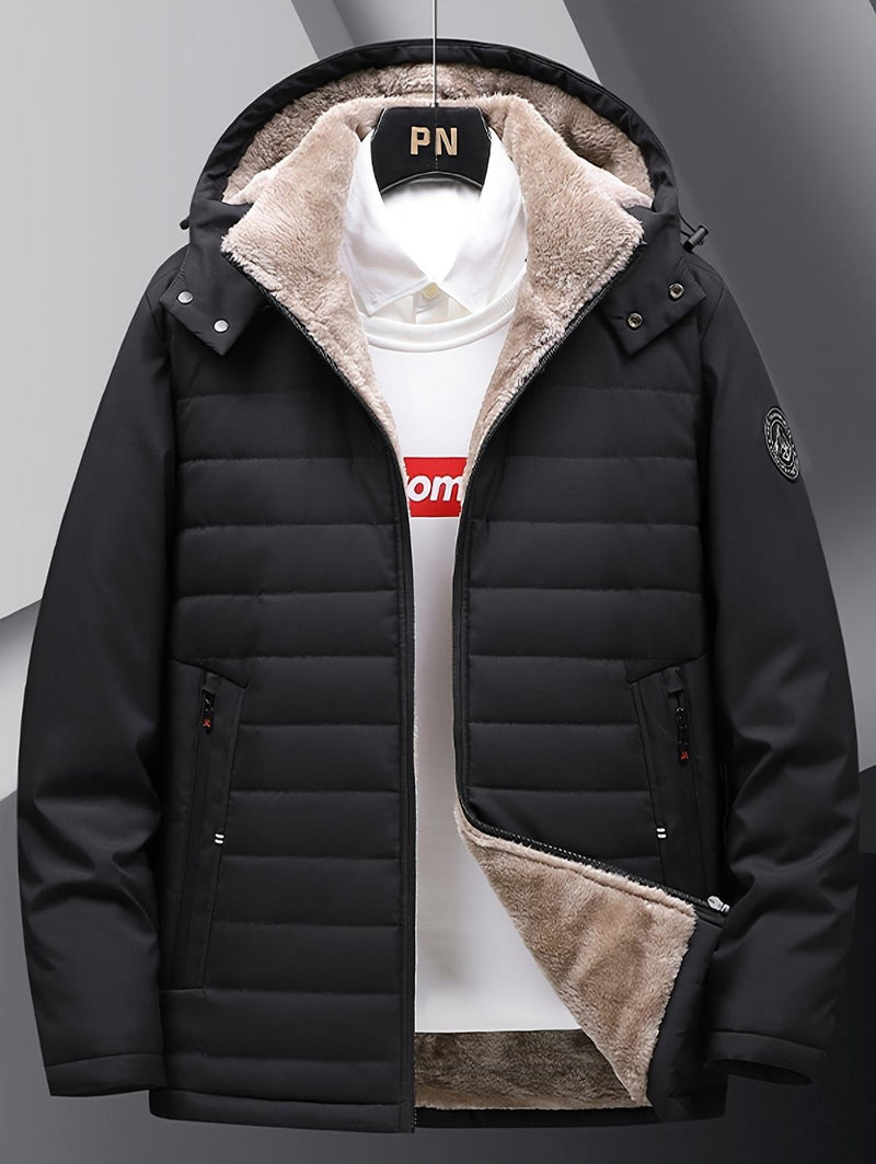 Men&#39;s Hooded Fleece Jacket With Zipper And Pockets