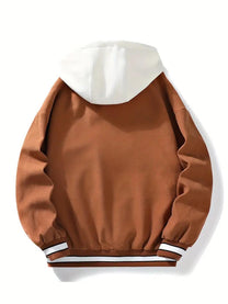 Men&#39;s Hooded Jacket With Alphabet Pattern And Relaxed Fit