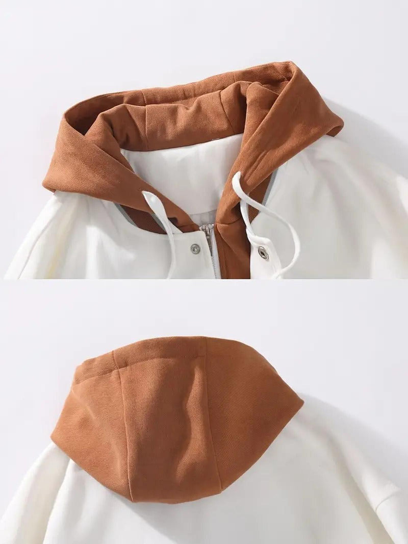 Men&#39;s Hooded Jacket With Alphabet Pattern And Relaxed Fit