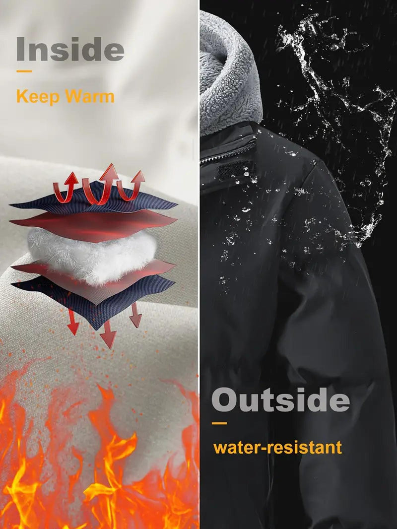 Men&#39;s Hooded Two-in-One Winter Jacket