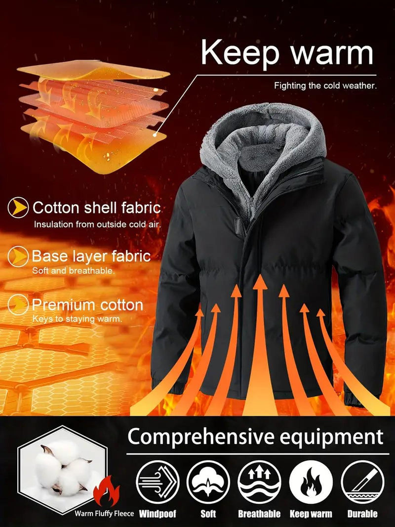 Men&#39;s Hooded Two-in-One Winter Jacket