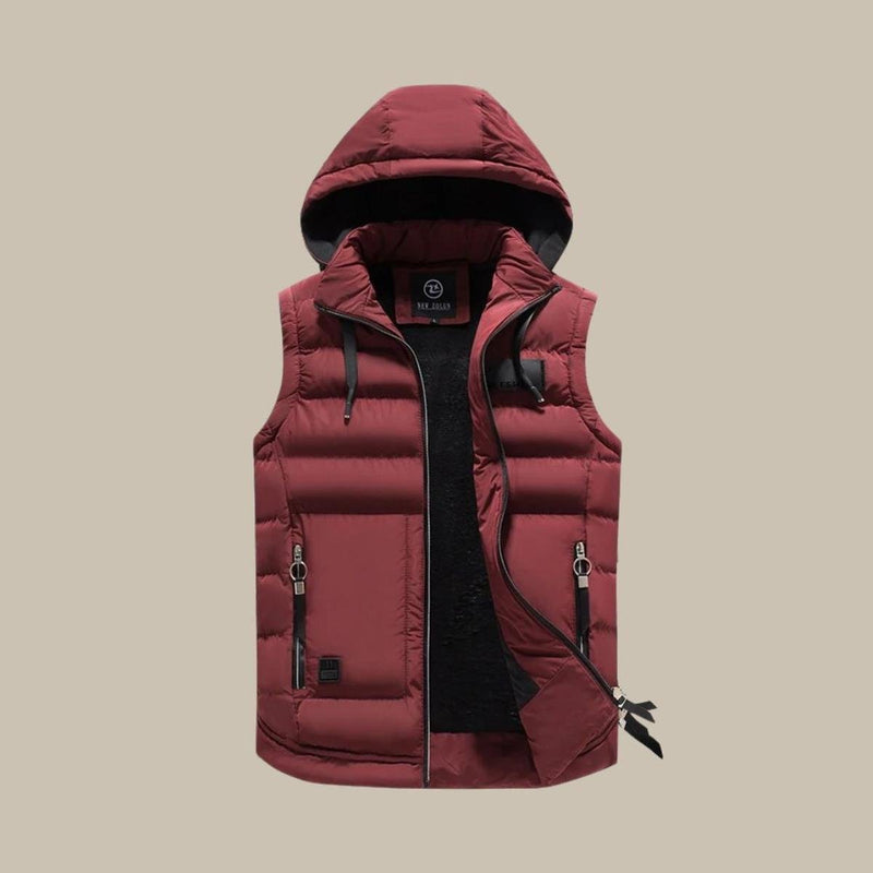 Men&#39;s Insulated Hooded Vest With Polyester Lining