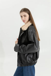 Men&#39;s Insulated Leather Winter Coat With Pockets