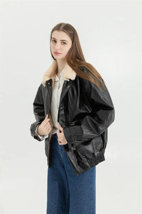 Men&#39;s Insulated Leather Winter Coat With Pockets
