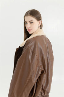 Men&#39;s Insulated Leather Winter Coat With Pockets