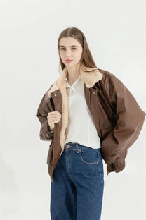 Men&#39;s Insulated Leather Winter Coat With Pockets