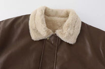 Men&#39;s Insulated Leather Winter Coat With Pockets