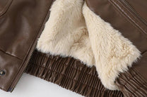 Men&#39;s Insulated Leather Winter Coat With Pockets