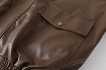 Men&#39;s Insulated Leather Winter Coat With Pockets