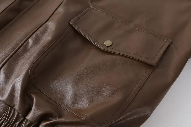 Men&#39;s Insulated Leather Winter Coat With Pockets