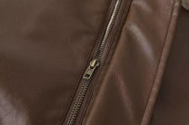 Men&#39;s Insulated Leather Winter Coat With Pockets