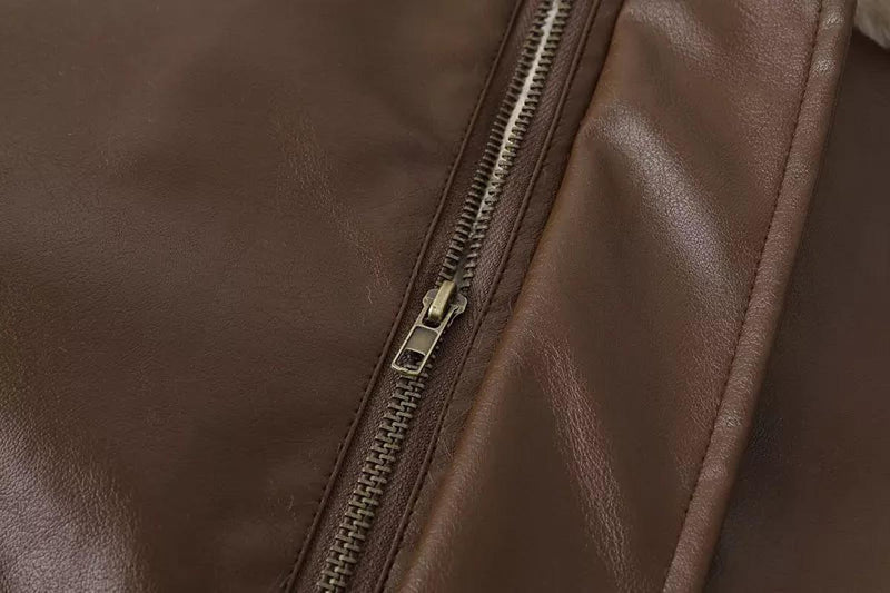 Men&#39;s Insulated Leather Winter Coat With Pockets