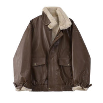Men&#39;s Insulated Leather Winter Coat With Pockets