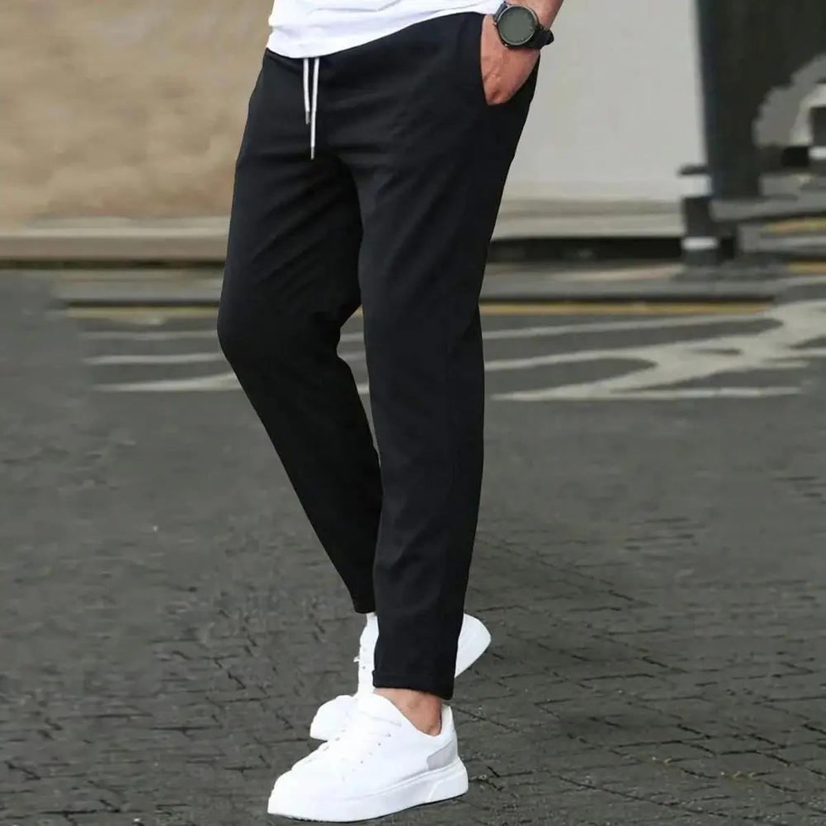 Men&#39;s Jogger Pants With Side Pockets Elastic Waist Regular Fit