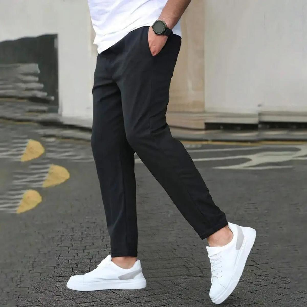 Men&#39;s Jogger Pants With Side Pockets Elastic Waist Regular Fit