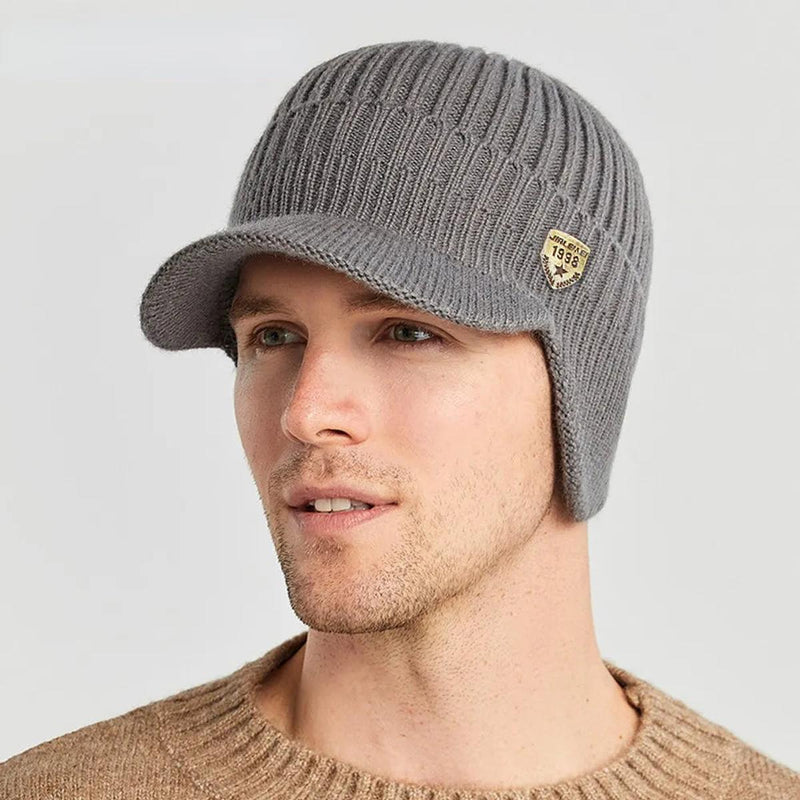 Men&#39;s Knit Hat With Ear Flaps - 1+1 Free Offer