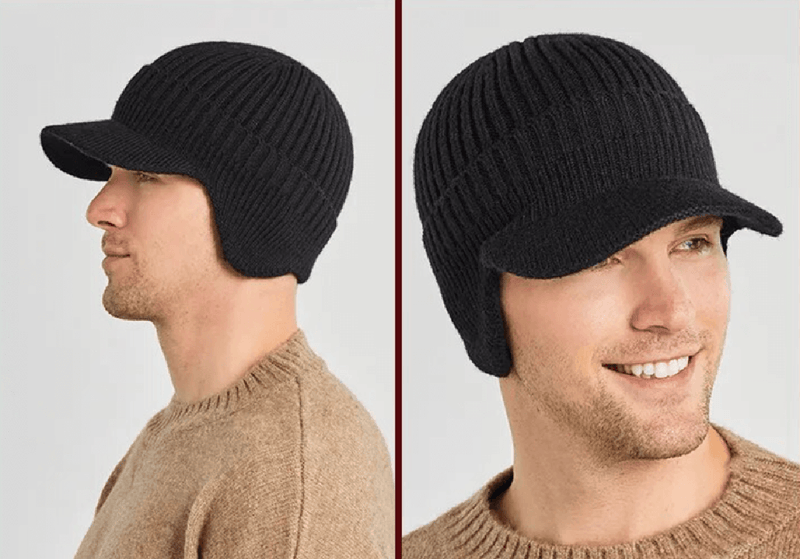Men&#39;s Knit Hat With Ear Flaps - 1+1 Free Offer