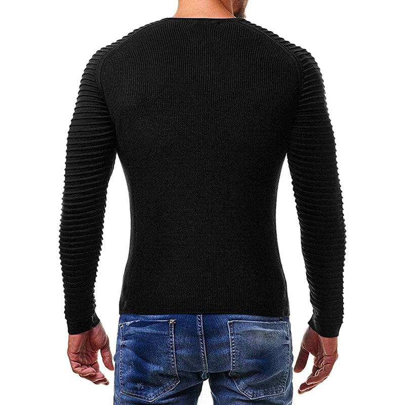 Men&#39;s Knitted Pullover With Striped Details