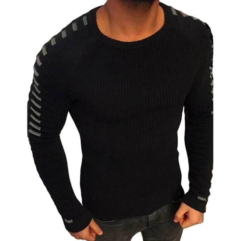 Men&#39;s Knitted Pullover With Striped Details